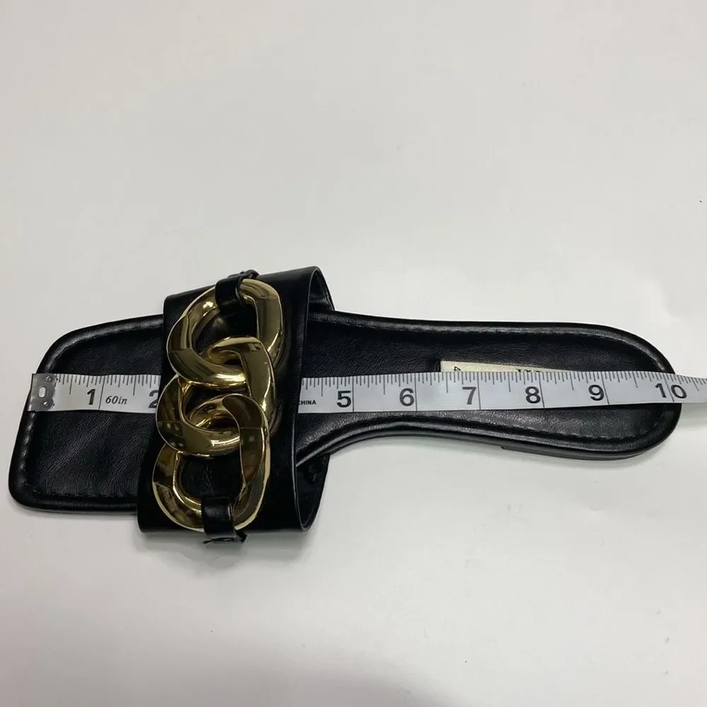 Zara Chain Trim Beach SummerSandals Square Open Toe size 40/9 - Picture 7 of 7